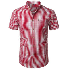 Mens Plaid Cotton Shirt Casual Slim Fit Mens Shirts Button Up Men