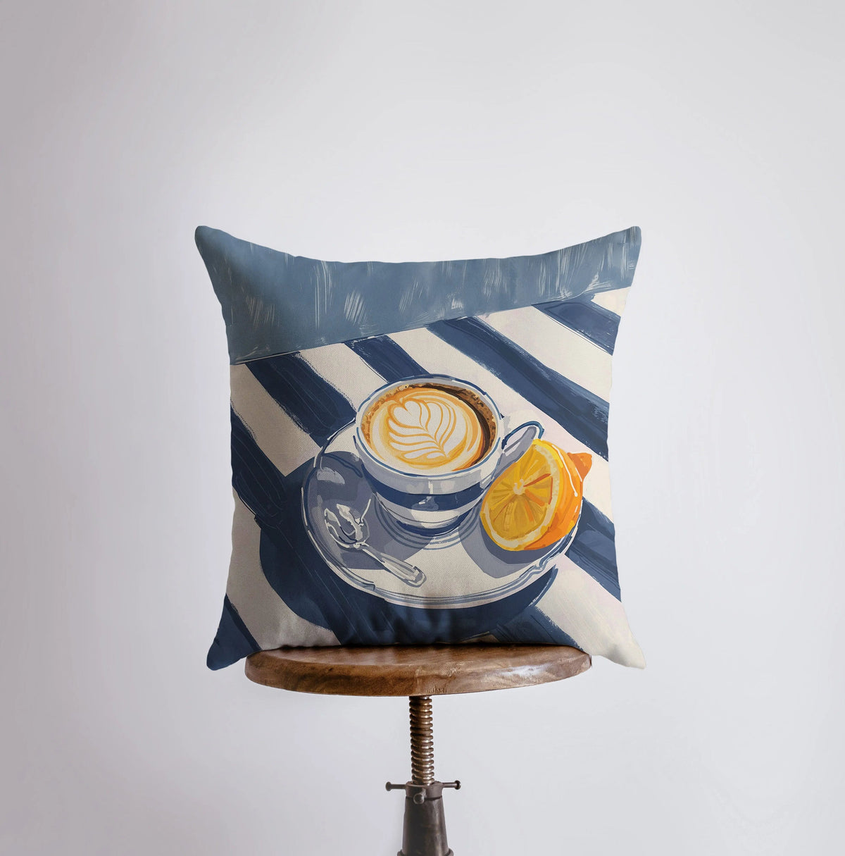 Morning Latte | Gouache Painting | Latte Picnic | Coffee | Food Pillow