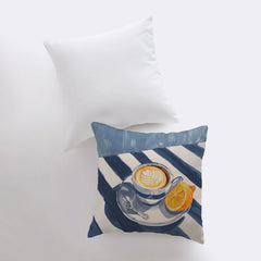 Morning Latte | Gouache Painting | Latte Picnic | Coffee | Food Pillow