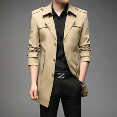 New Spring Men Trench Fashion England Style Long Trench Coats Mens