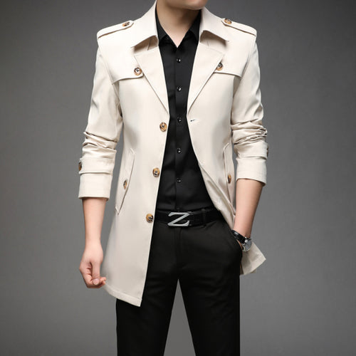 New Spring Men Trench Fashion England Style Long Trench Coats Mens