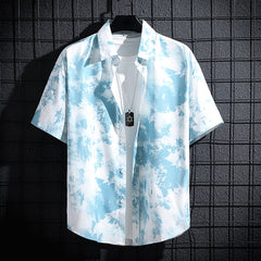 New Men's Short-sleeved Printed Shirt Men And Women Casual Beach