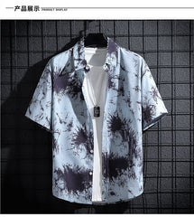 New Men's Short-sleeved Printed Shirt Men And Women Casual Beach