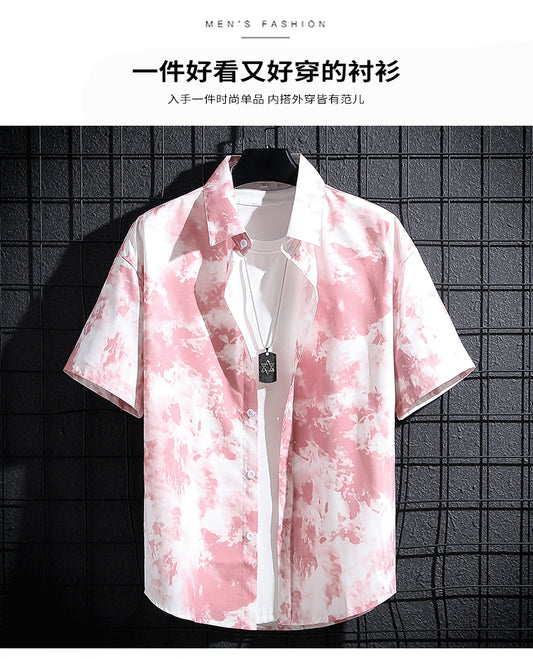 New Men's Short-sleeved Printed Shirt Men And Women Casual Beach