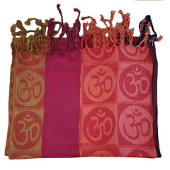 Four-Color Om Meditation Symbol Handwoven Tassel Scarf