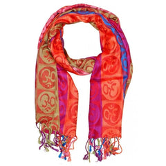 Four-Color Om Meditation Symbol Handwoven Tassel Scarf