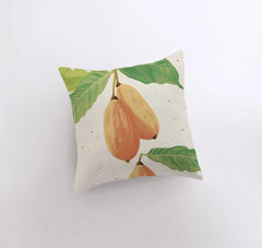 Papaya Leaves | Gouache Painting | Food Pillow | Fruit | Abstract