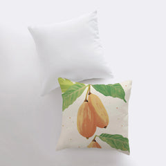 Papaya Leaves | Gouache Painting | Food Pillow | Fruit | Abstract