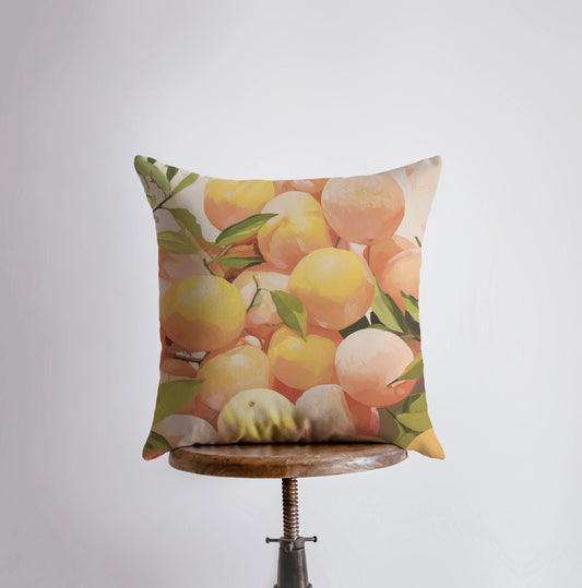 Peach Oranges | Gouache Painting | Food Pillow | Fruit | Citurs |