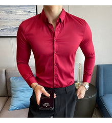 Plus Size 5XL M British Style Solid Long Sleeve Shirt Men Clothing