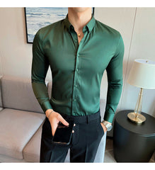 Plus Size 5XL M British Style Solid Long Sleeve Shirt Men Clothing