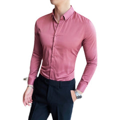 Plus Size 5XL M British Style Solid Long Sleeve Shirt Men Clothing