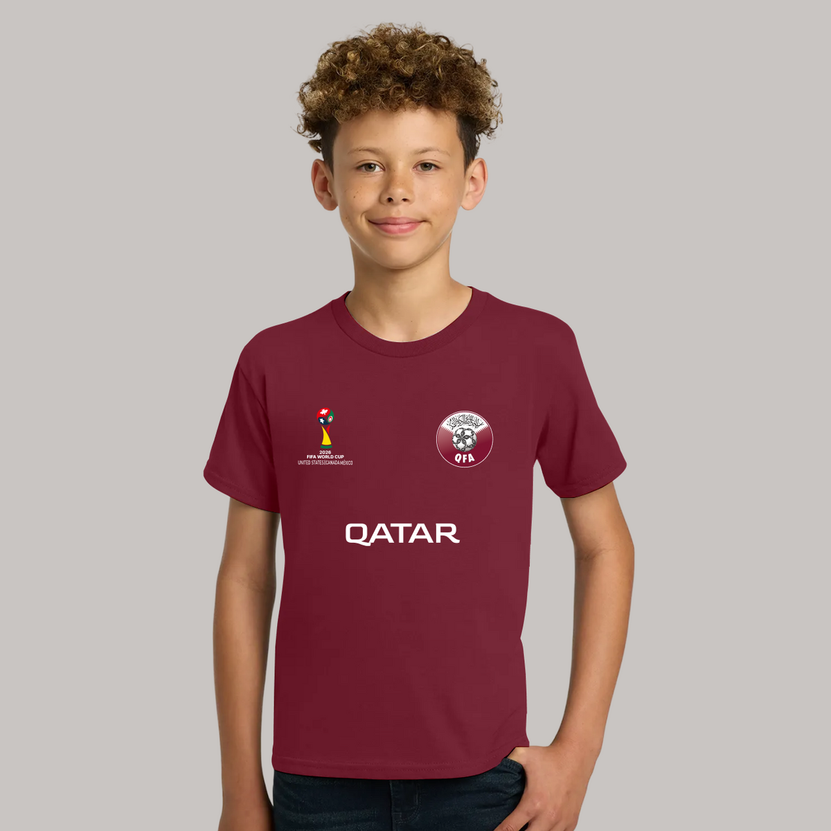 Qatar Football Team Fan T-Shirt  For Boys/Youth – 2026 Football World Cup TShirt