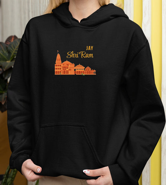 Shri Ram Mandir Front Print Design| Jai Shri Ram,Ayodhya Ram, Gift Hoodie, Worship, Temple, Hindu, Spiritual Hoodie