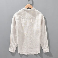 Linen Shirt Men's Seasonal Long Sleeved Top Korean Linen Breathable