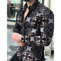 Men's shirt pattern shirt 3D printing plus size street daily long