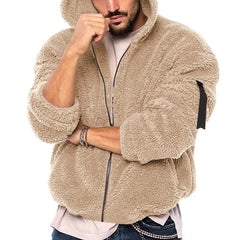 Plush Men Jacket Fluffy Fleece Thick Warm Coat Jacket Long Sleeve