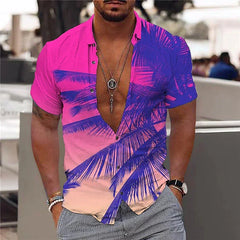 2024 Summer Hawaiian Men's Shirt Vacation Daily Slim-fit Top Gym