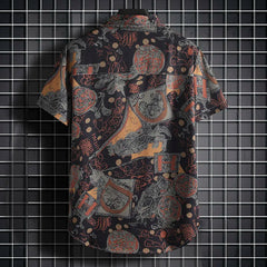 Men's Beach Wear: Trendy Red Printed Short Sleeve Casual Shirts for A