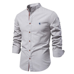 New 100% Cotton Linen Shirt Men Solid Color Embroidery Brand Shirts