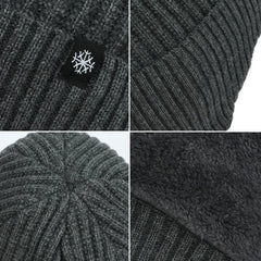 Outdoor Men Winter Knitted Hat Plush Warmth Peaked Cap Earmuff Casual