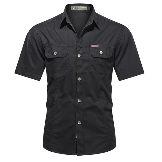 Men's Summer Short Sleeve Shirts Casual Work Cotton Slim Fit Shirt