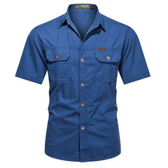 Men's Summer Short Sleeve Shirts Casual Work Cotton Slim Fit Shirt