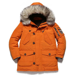 Winter Parka Coat Men's Multi Pockets Fur collar Down Jacket Duck