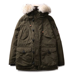 Winter Parka Coat Men's Multi Pockets Fur collar Down Jacket Duck