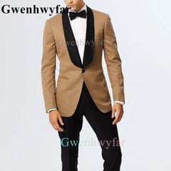 Gwenhwyfar New Indian Style Black Mens Suits With Pant Stand Collar