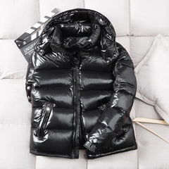 Men Shiny Duck Down Coats Winter Hooded Casual Down Jackets White Duck