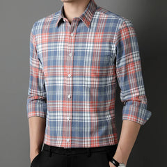 100%cotton sanding full shirts for men slim fit Casual houndstooth