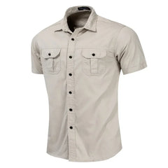 Fashion Mens Shirt Casual Business Shirt Short Sleeve Military Cargo