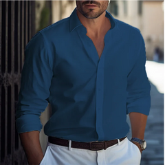 2024 Men's Shirts Formal Shirts Light Blue Black White Long Sleeves F