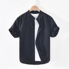 Cotton Linen Shirts For Men Casual Short Sleeve Tops Oversize Solid