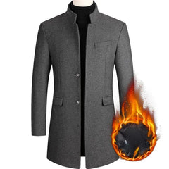 Mens Woolen Coat Autumn Winter 2022 Medium Long Windbreaker Thickened