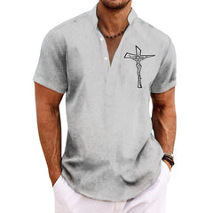 Vintage Shirts For Mens Short Sleeve Tops Cross Graphic Clothing