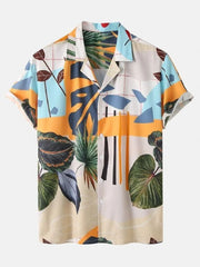 Men's short sleeved shirt new summer Hawaiian style lapel button up