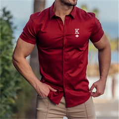 Men's Social Shirt Men's Short Sleeve T-shirt 2023 Fashion Poker K