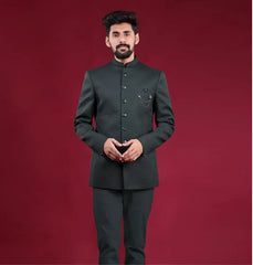 Fashion Stand Collar Single Breasted Suits for Men 2 Piece Indian