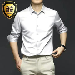 Men's White Shirt Long Sleeve Non iron Business Dress Slim Fit Korean