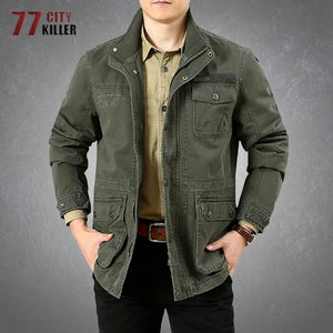 Spring Autumn Men's Military Cargo Jackets Casual 100% Cotton