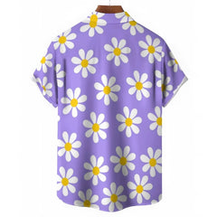 Floral Daisy Casual Men's Shirt Daily Out Summer Lapel Short Sleeve