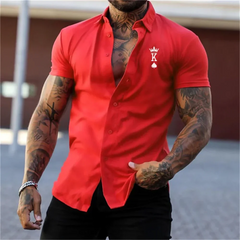 Men's Social Shirt Men's Short Sleeve T-shirt 2023 Fashion Poker K