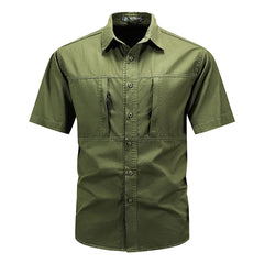 Summer Men Short Sleeve Cargo Breathable Shirt Men Casual Tactic