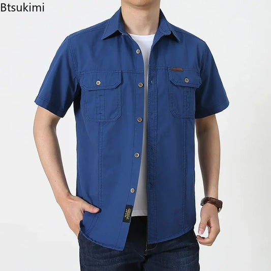 2024 Summer Men Oversized Shirts Casual Loose Breathable Fashion