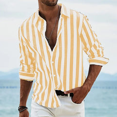 Men's Casual Shirt Buttoned Summer T-Shirt Blue Clover Long Sleeve