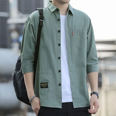 Business Casual Fashion Shirts Turn-down Collar Loose Handsome Three