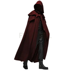 Medieval Vintage Hooded Loose Black Cloak Coats Windproof Trench Chic