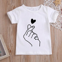 Girls  Than Heart Print T Shirt Unisex Harajuku Tee Clothes Children
